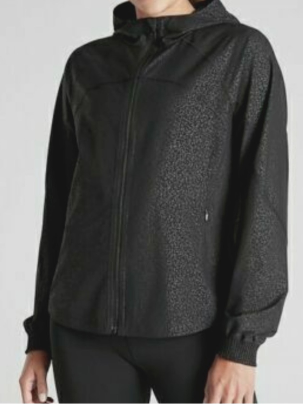Athleta Running Free Printed Jacket Black Lightweight Running Windbreaker XS
